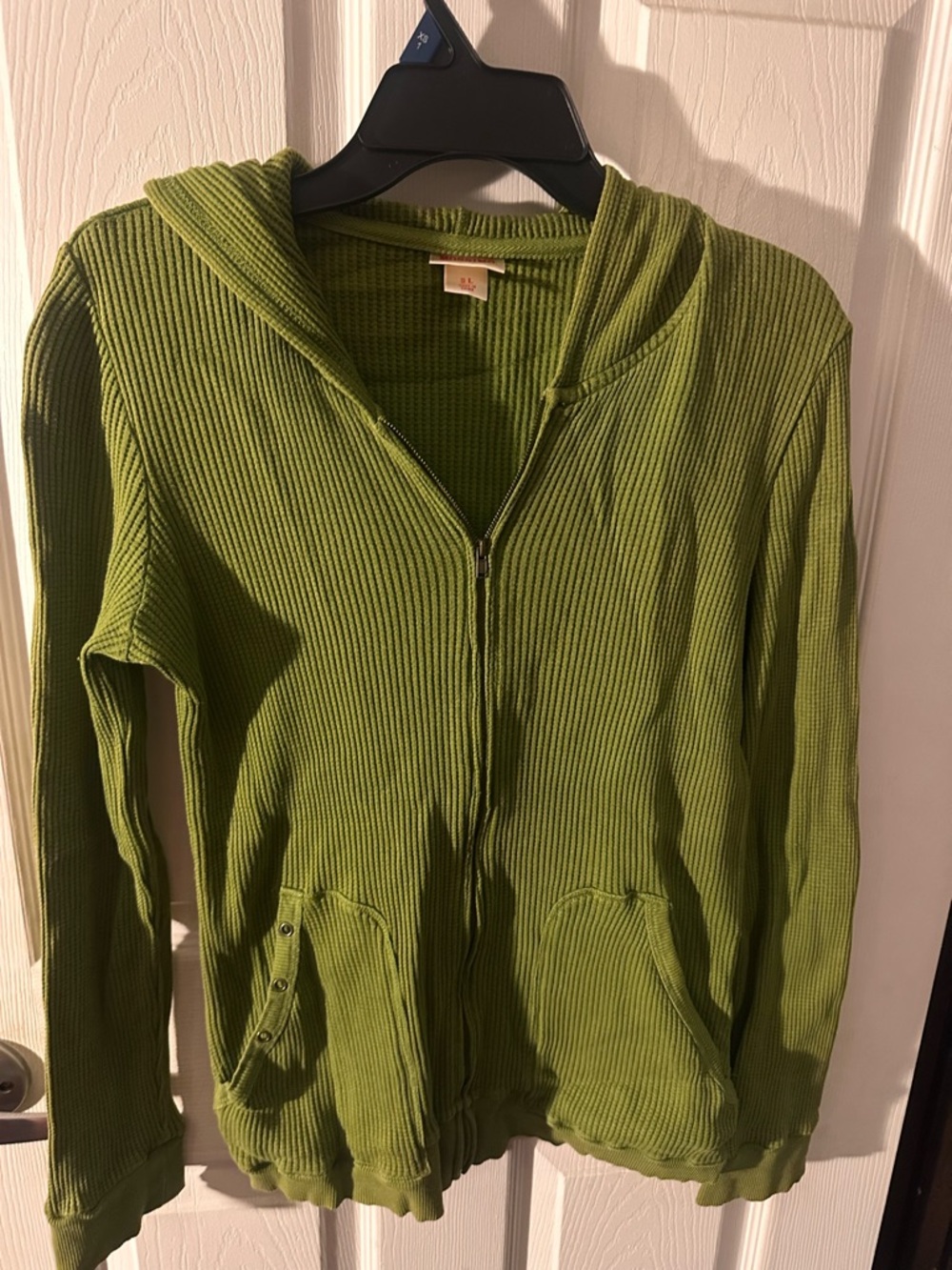 Mossimo Supply Co. Olive Green Ribbed Zip Hoodie